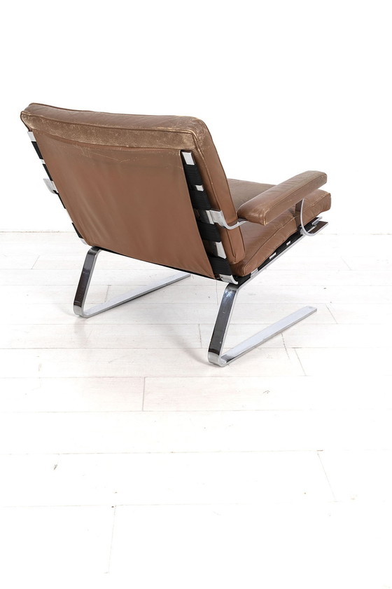 Image 1 of Chromen fauteuil met leer