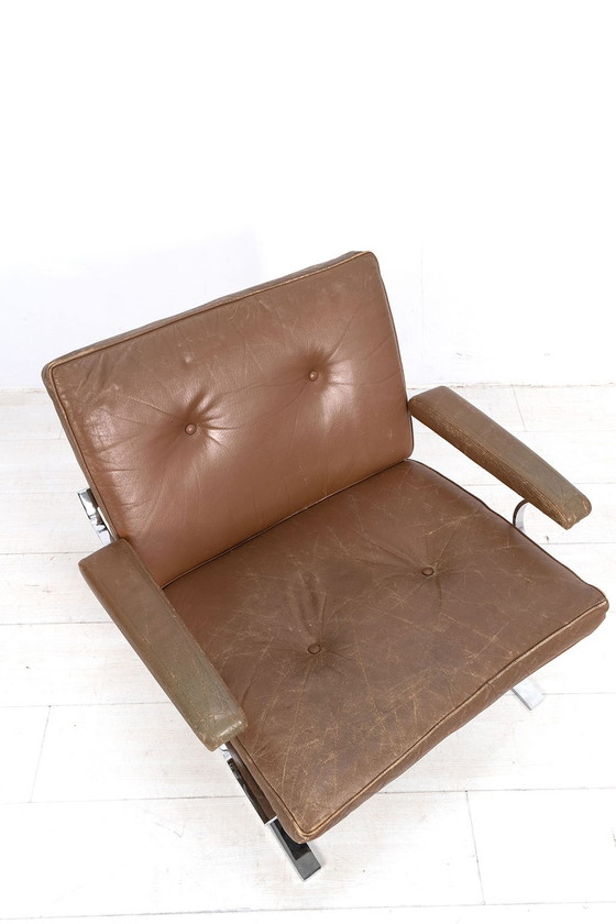 Image 1 of Chromen fauteuil met leer