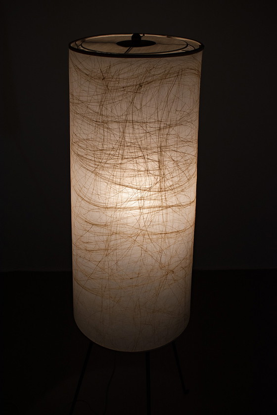 Image 1 of 50s 3-leg floor lamp with tube shade