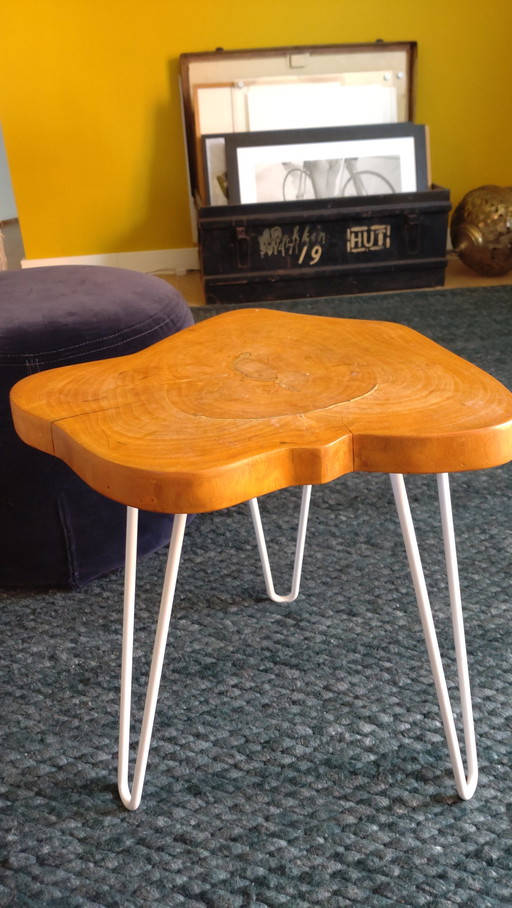Homemade coffee table with hairpin legs