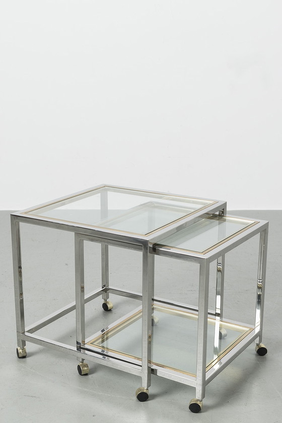 Image 1 of Side tables chrome/brass