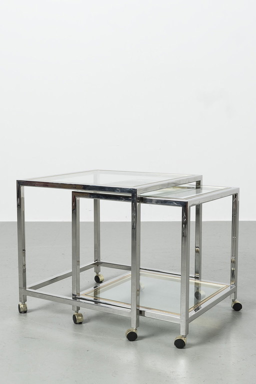 Side tables chrome/brass