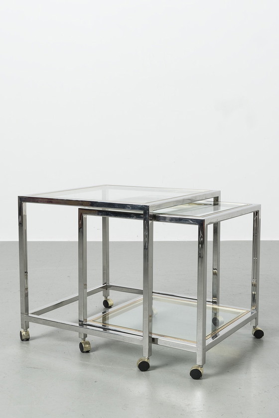 Image 1 of Side tables chrome/brass