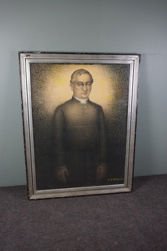 Image 1 of Große Kohlezeichnung eines Mannes, Kreuzschraffur, Jos Nic de Vuyst, 1934